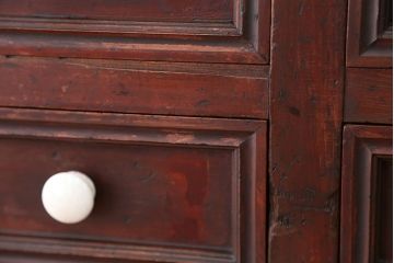 アンティーク家具　大正ロマン!味わい深い引き出し収納棚(ガラスケース、ドロワー、薬箪笥、百味箪笥)
