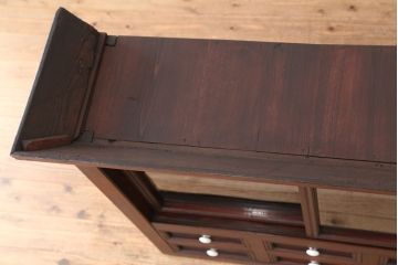アンティーク家具　大正ロマン!味わい深い引き出し収納棚(ガラスケース、ドロワー、薬箪笥、百味箪笥)