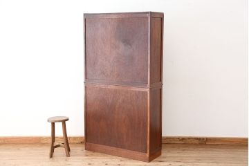 レトロ家具　昭和レトロ　素敵なデザイン!古い木の二段重ね引き出し収納棚