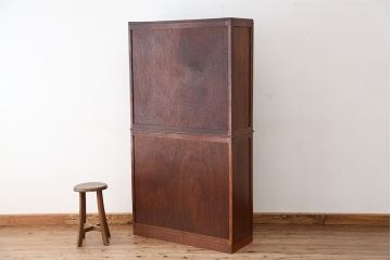 レトロ家具　昭和レトロ　素敵なデザイン!古い木の二段重ね引き出し収納棚