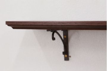 アンティーク雑貨　アンティークな雰囲気!　ホワイトアッシュ材のブラックアイアンステー壁面飾り棚【小】(色=ダークブラウン)(2)