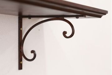 アンティーク雑貨　アンティークな雰囲気!ホワイトアッシュ材のブラックアイアンステー壁面飾り棚【大】(色=ダークブラウン)(1)