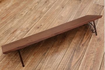 アンティーク雑貨　アンティークな雰囲気!ホワイトアッシュ材のブラックアイアンステー壁面飾り棚【大】(色=ダークブラウン)(1)