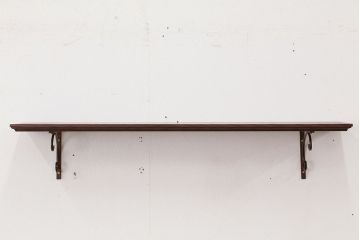 アンティーク雑貨　アンティークな雰囲気!ホワイトアッシュ材のブラックアイアンステー壁面飾り棚【大】(色=ダークブラウン)(2)