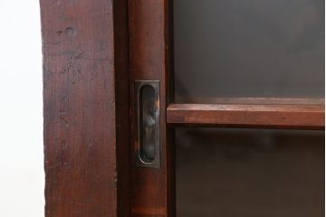 アンティーク家具　古民具・骨董　重厚な骨太枠の関西収納棚(飾り棚・食器棚・ガラスケース・水屋箪笥)