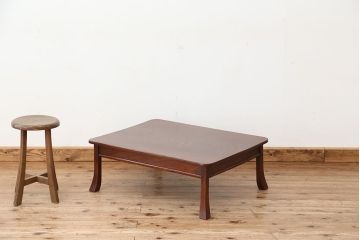 アンティーク家具　古民具・骨董　天板一枚板!古い欅材の一枚板座卓(テーブル、机)(1)