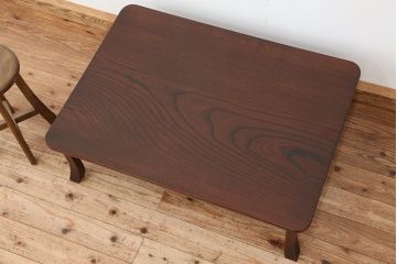アンティーク家具　古民具・骨董　天板一枚板!古い欅材の座卓(テーブル・机)(3)