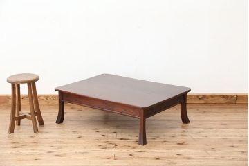 アンティーク家具　古民具・骨董　天板一枚板!古い欅材の座卓(テーブル・机)(3)
