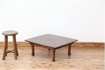 アンティーク家具　古民具・骨董　天板一枚板!古い欅材のちゃぶ台(テーブル・作業台)