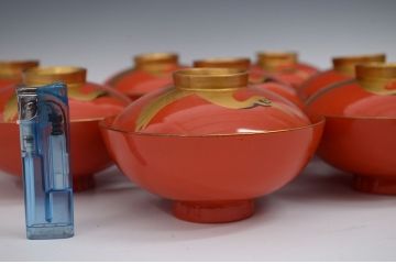 アンティーク雑貨　大正〜昭和初期!古い蒔絵の木製お椀など　16点(漆器)