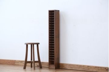 アンティーク家具　アンティーク　古い木の小さなカルテケース(書類棚、カードケース、図書館、図書室)(1)