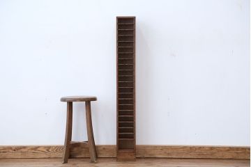 アンティーク家具　アンティーク　古い木の小さなカルテケース(書類棚、カードケース、図書館、図書室)(1)