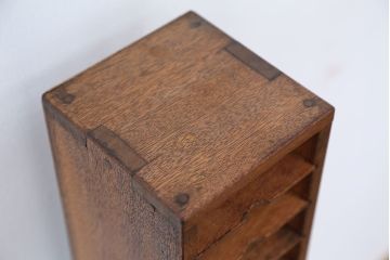 アンティーク家具　アンティーク　古い木の小さなカルテケース(書類棚、カードケース、図書館、図書室)(1)