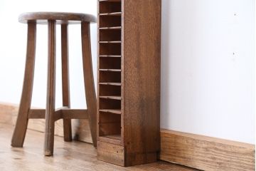 アンティーク家具　アンティーク　古い木の小さなカルテケース(書類棚、カードケース、図書館、図書室)(1)