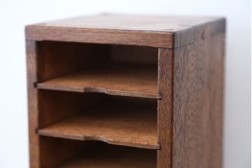 アンティーク家具　アンティーク　古い木の小さなカルテケース(書類棚、カードケース、図書館、図書室)(1)