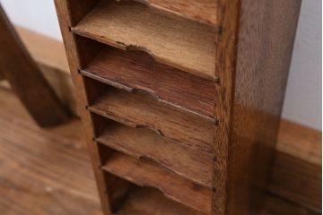 アンティーク家具　アンティーク　古い木の小さなカルテケース(書類棚、カードケース、図書館、図書室)(1)