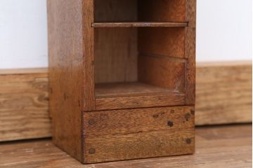 アンティーク家具　アンティーク　古い木の小さなカルテケース(書類棚、カードケース、図書館、図書室)(1)