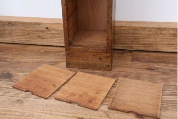 アンティーク家具　アンティーク　古い木の小さなカルテケース(書類棚、カードケース、図書館、図書室)(1)