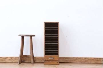アンティーク家具　アンティーク　古い木の小さなカルテケース(書類棚、カードケース、図書館、図書室)(2)