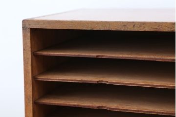 アンティーク家具　アンティーク　古い木の小さなカルテケース(書類棚、カードケース、図書館、図書室)(2)