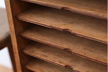 アンティーク家具　アンティーク　古い木の小さなカルテケース(書類棚、カードケース、図書館、図書室)(2)