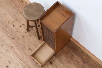 アンティーク家具　アンティーク　古い木の小さなカルテケース(書類棚、カードケース、図書館、図書室)