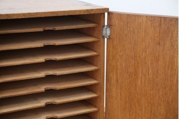アンティーク家具　アンティーク　古い木の小さなカルテケース(書類棚、カードケース、図書館、図書室)(5)