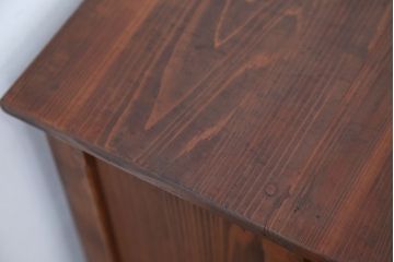 アンティーク家具　アンティーク　素敵なデザイン!古い木のモールガラスカウンターテーブル(収納棚、食器棚)