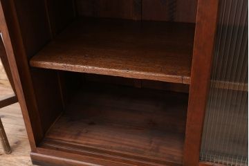アンティーク家具　アンティーク　素敵なデザイン!古い木のモールガラスカウンターテーブル(収納棚、食器棚)
