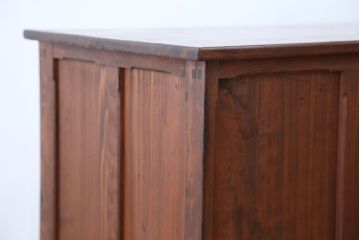 アンティーク家具　アンティーク　素敵なデザイン!古い木のモールガラスカウンターテーブル(収納棚、食器棚)