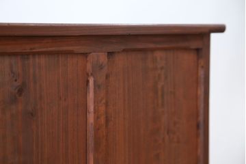 アンティーク家具　アンティーク　素敵なデザイン!古い木のモールガラスカウンターテーブル(収納棚、食器棚)