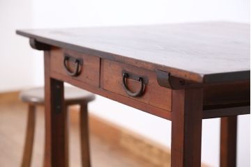 アンティーク家具　アンティーク　素敵な雰囲気!古い木の使い込まれた作業台(テーブル、机)