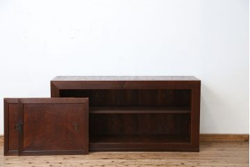 アンティーク家具　古民具・骨董　欅材玉杢引き戸の収納箪笥サイドボード(水屋箪笥、下駄箱、食器棚、収納棚)