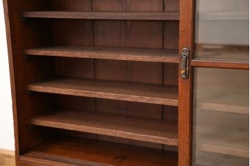 アンティーク家具　アンティーク　希少!珍しいサイズの薄型収納棚(本棚、飾り棚)