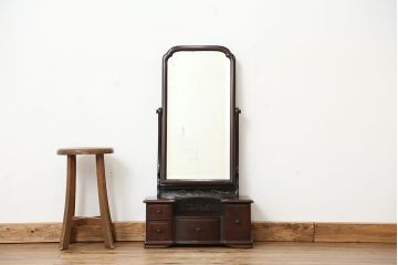 アンティーク家具　古民具・骨董　時代物　総唐木材の上質な鏡台(姿見)
