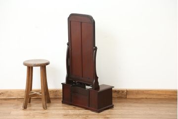 アンティーク家具　古民具・骨董　時代物　総唐木材の上質な鏡台(姿見)