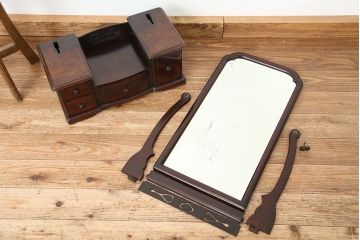 アンティーク家具　古民具・骨董　時代物　総唐木材の上質な鏡台(姿見)