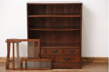 アンティーク家具　アンティーク　高級品!三方ケヤキ材の上質な収納棚(飾り棚、茶箪笥)