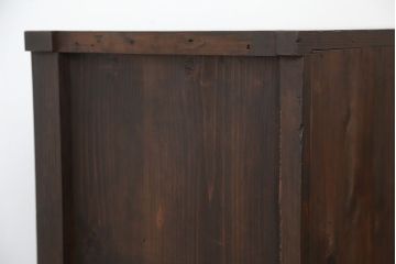 アンティーク家具　☆古民具・骨董　使い込まれたダイヤガラス二段重ねアンティーク食器棚(収納棚)