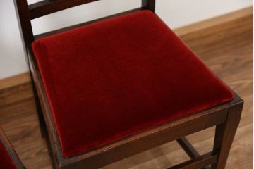 アンティーク家具　イギリスアンティーク　彫刻!オーク材ダイニングチェア　2脚セット(英国・椅子)