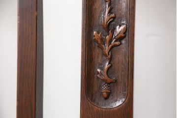 アンティーク家具　イギリスアンティーク　彫刻!オーク材ダイニングチェア　2脚セット(英国・椅子)