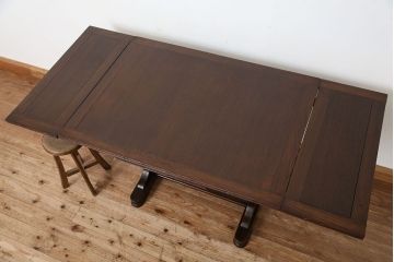 ヴィンテージ家具　イギリスビンテージ　シンプルなドローリーフテーブル(エクステンションテーブル)