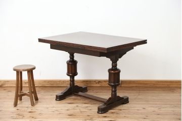 ヴィンテージ家具　イギリスビンテージ　シンプルなドローリーフテーブル(エクステンションテーブル)