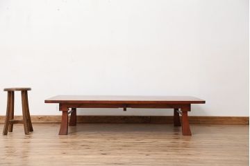 アンティーク家具　★古民具・骨董　特大!木目の素晴らしい一枚板ちゃぶ台(テーブル、座卓)