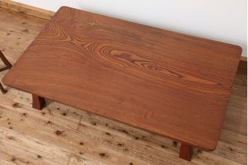 アンティーク家具　★古民具・骨董　特大!木目の素晴らしい一枚板ちゃぶ台(テーブル、座卓)
