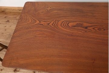 アンティーク家具　★古民具・骨董　特大!木目の素晴らしい一枚板ちゃぶ台(テーブル、座卓)
