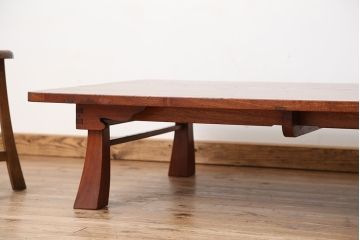 アンティーク家具　★古民具・骨董　特大!木目の素晴らしい一枚板ちゃぶ台(テーブル、座卓)