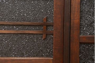 アンティーク家具　アンティーク　素敵なデザイン!古い木のダイヤガラス収納棚(下駄箱)