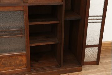 アンティーク家具　アンティーク　素敵なデザイン!古い木のダイヤガラス収納棚(下駄箱)
