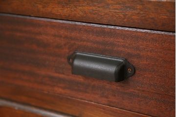 アンティーク家具　アンティーク　古い木のシンプルなモールガラス二段重ね収納棚(飾り棚、食器棚、陳列棚)